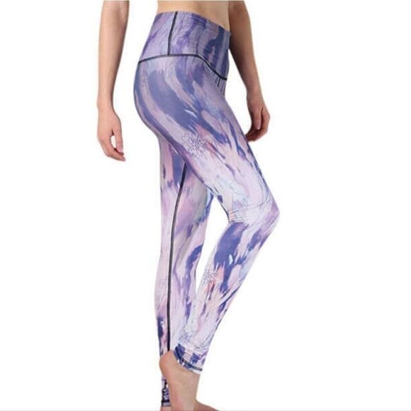 Yoga Democracy Galaxy Purple Floral Leggings Size XS - Picture 1 of 6